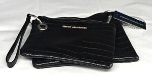 NWT French Connection Black Faux Croc Double Wristlet RV $48